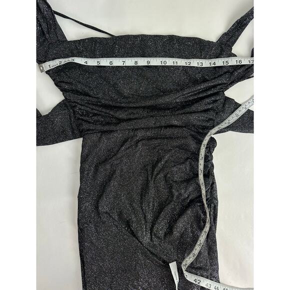 Lucy in the Sky Size XS Black Silver Glitter Dress Cocktail Party NYE Stretch - Picture 14 of 16